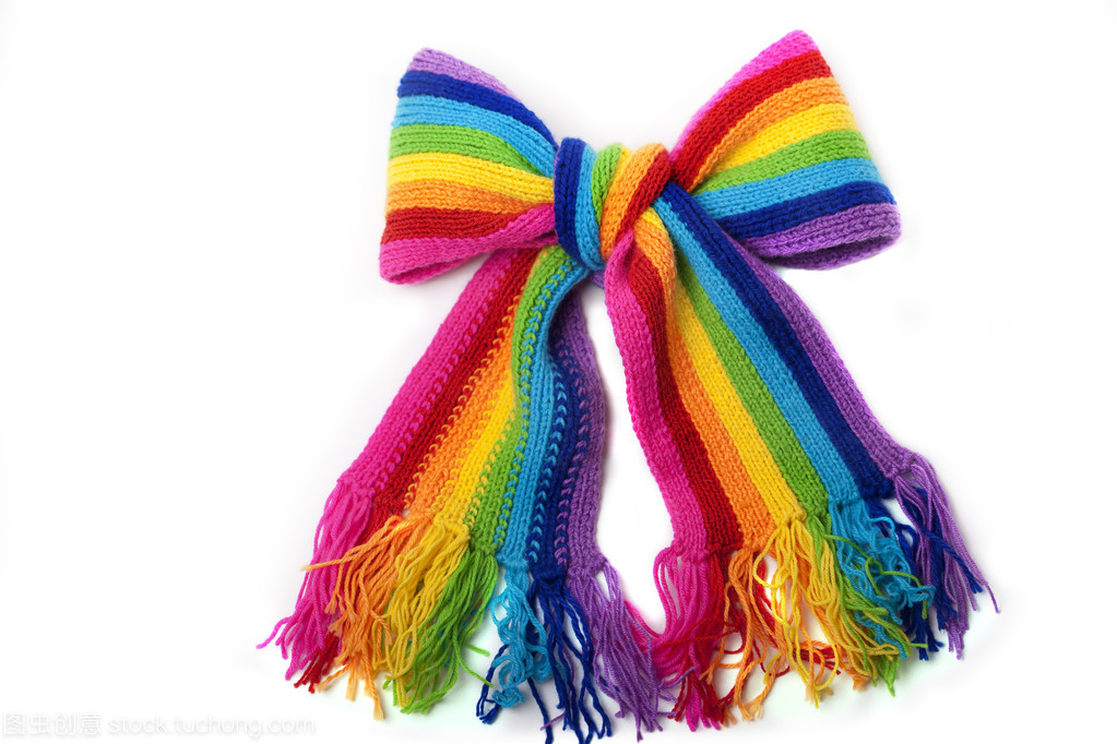 明亮的彩虹針織的圍巾